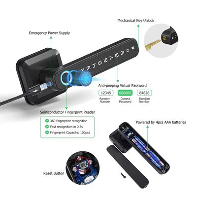 메모리 카드 데이터 저장 나무 문을 위한 스마트 잠금 IP66 지문 방수 와이파이