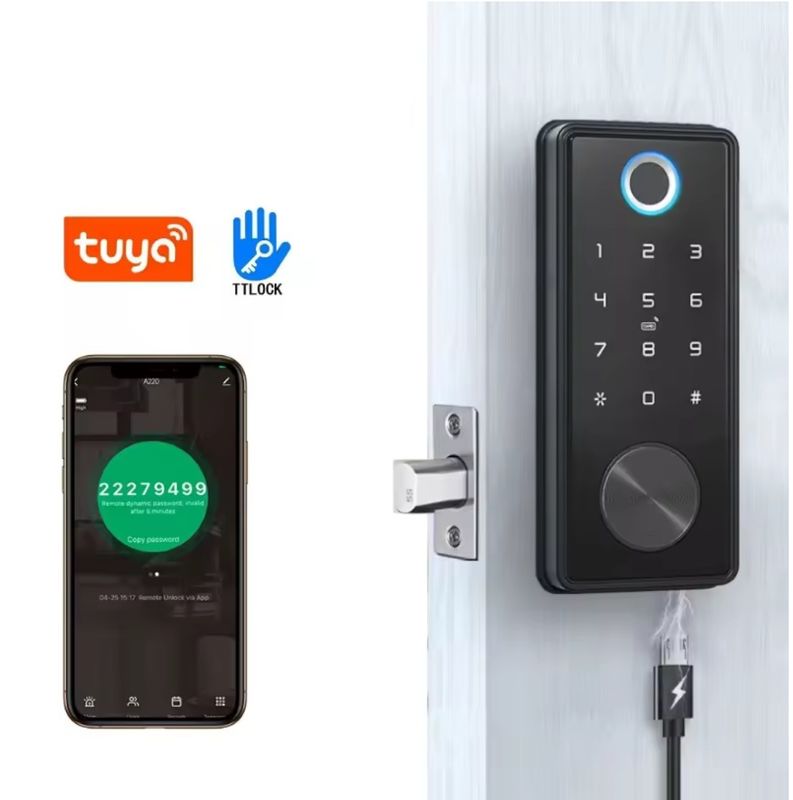 진크 합금 블랙 블루 톱 스마트 잠금 WIFI 네트워크 Tuya APP 메모리 카드